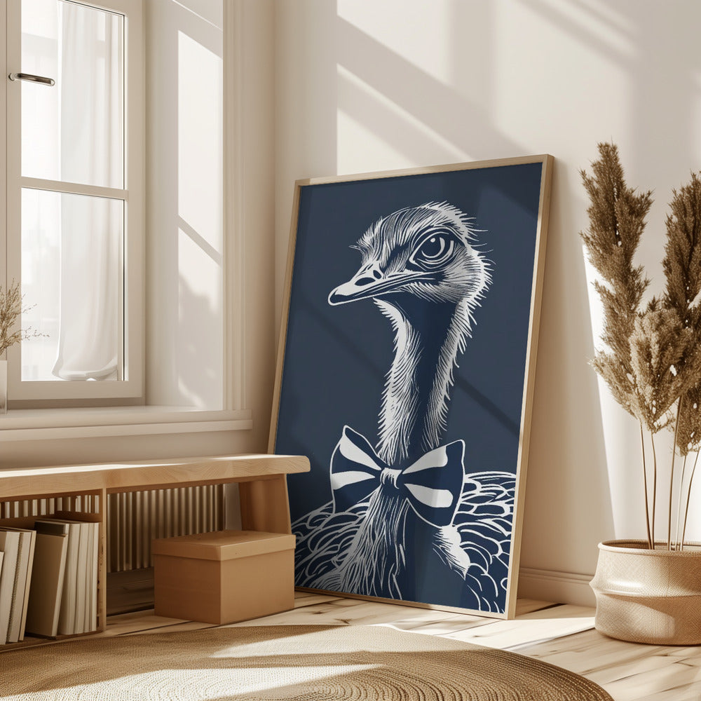 Ostrich with bow tie Poster