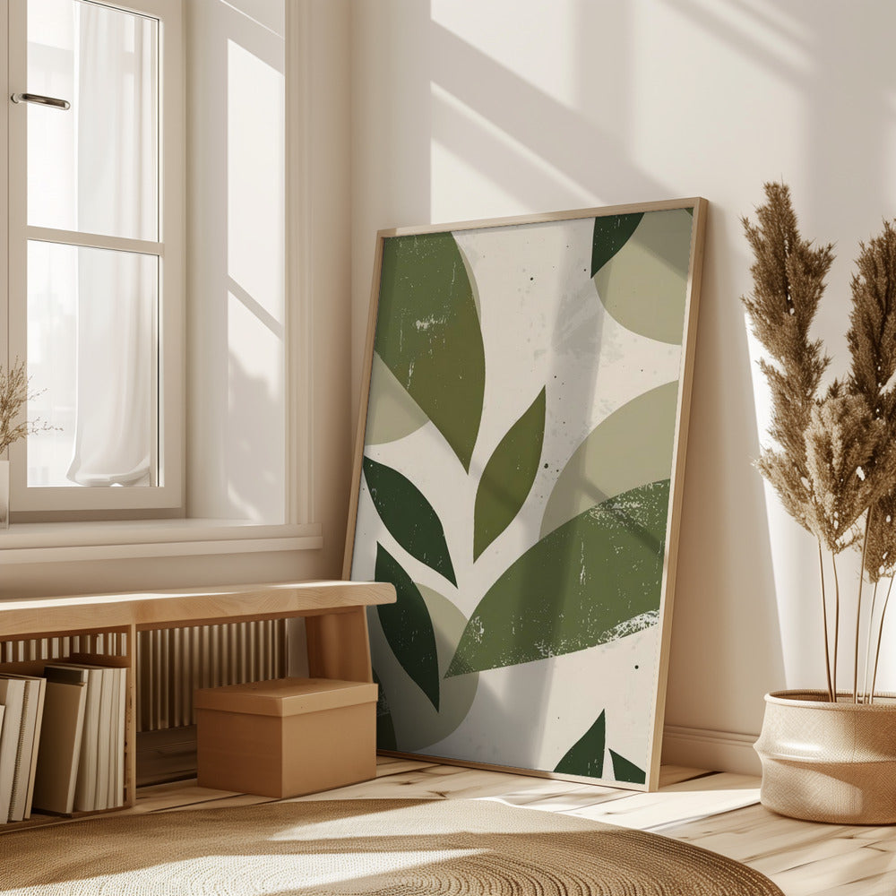 Green Abstract Leaves No 3 Poster