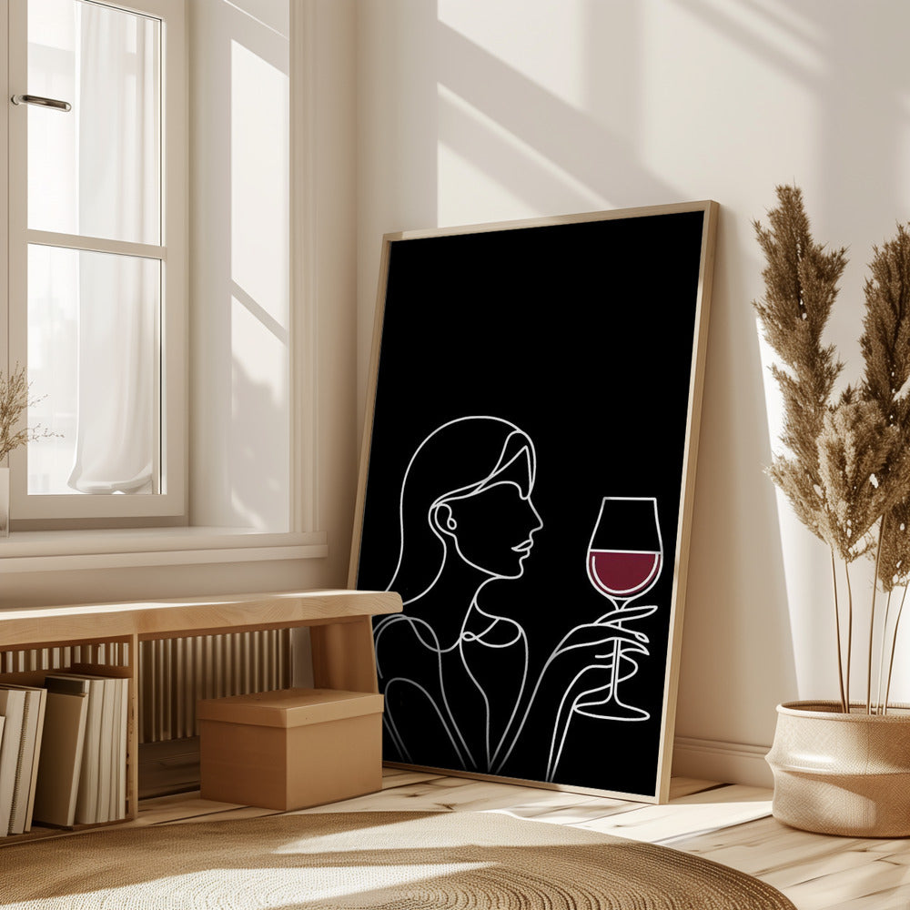 Woman and Wine On Black 2 Poster