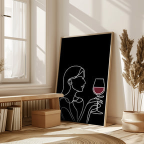 Woman and Wine On Black 2 Poster