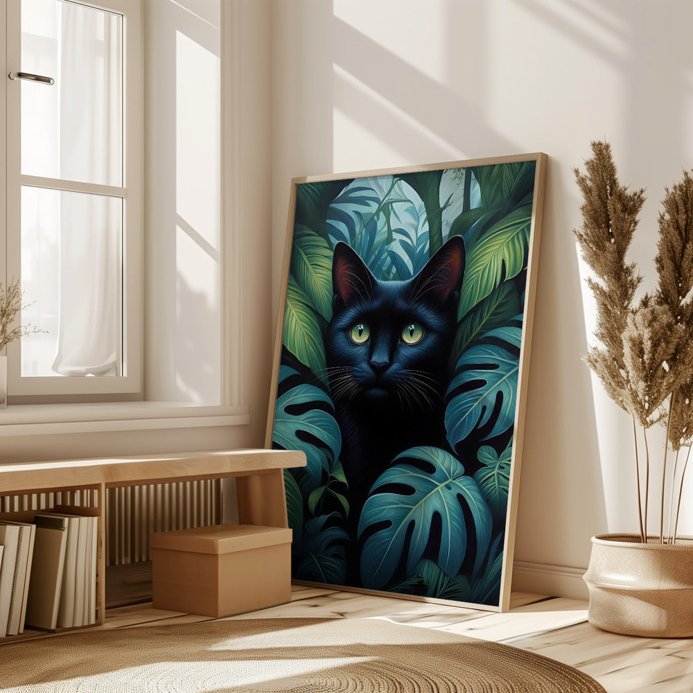 Cat In Bushes Poster