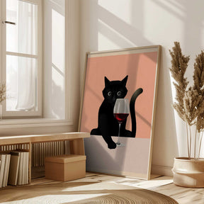 Cat &amp; Wine Poster