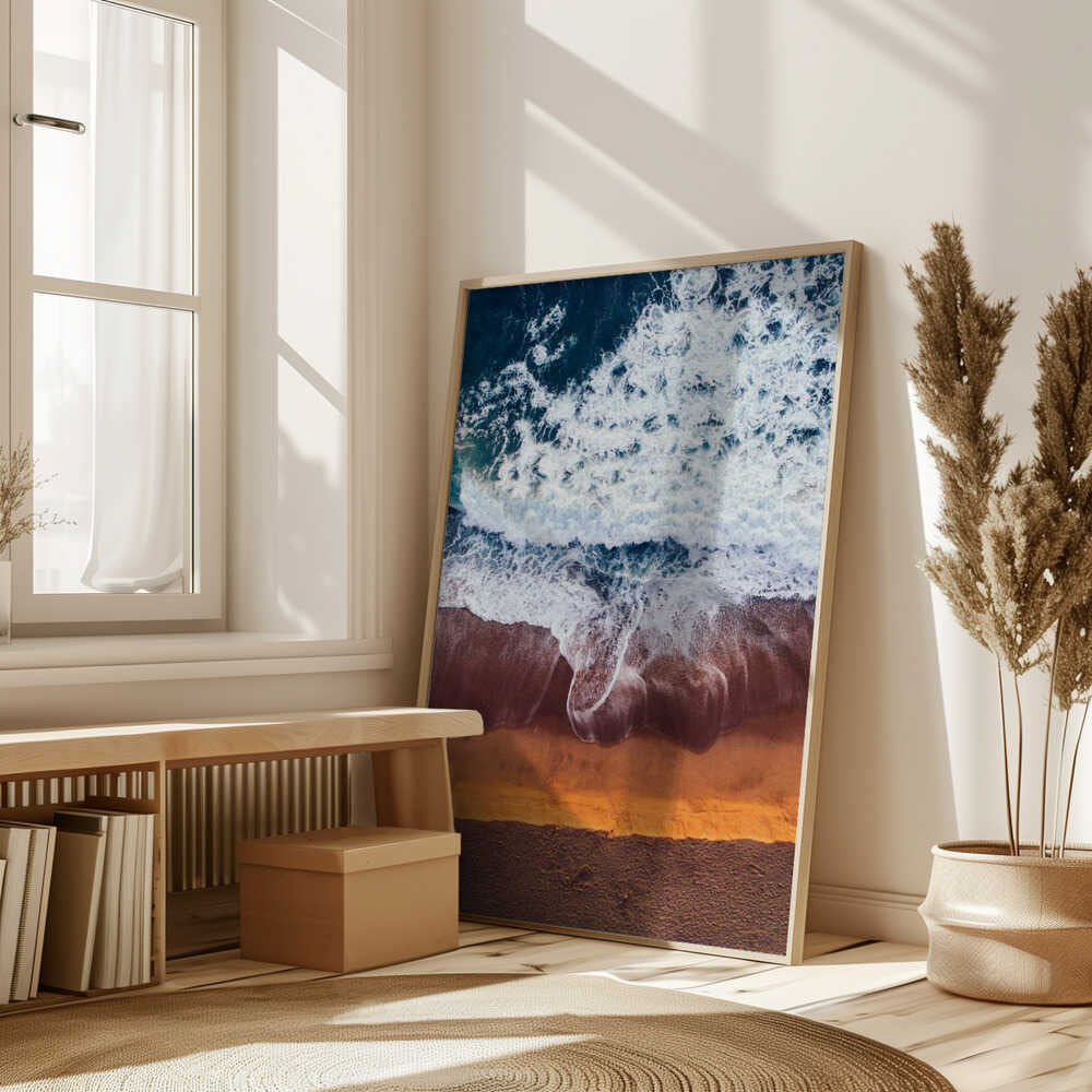 Beachscape With Waves Crashing Poster