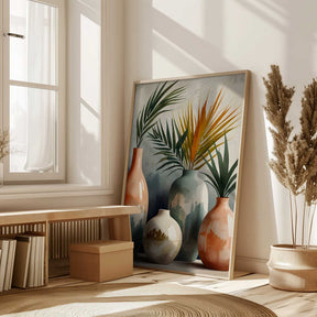 Tropical Vases In Watercolor Hues Poster