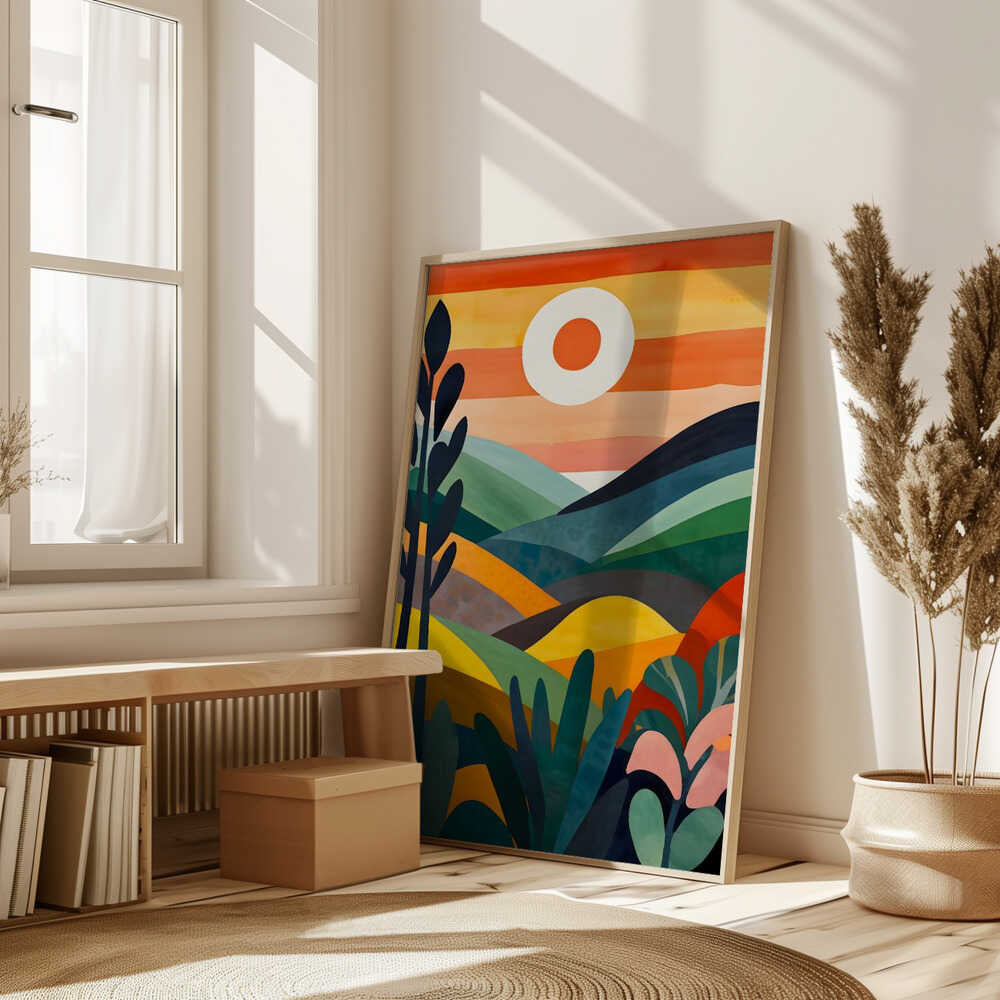 Sunrise Over Rolling Hills Poster