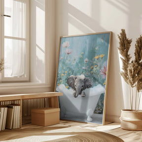 Blue Blossom Bath Poster