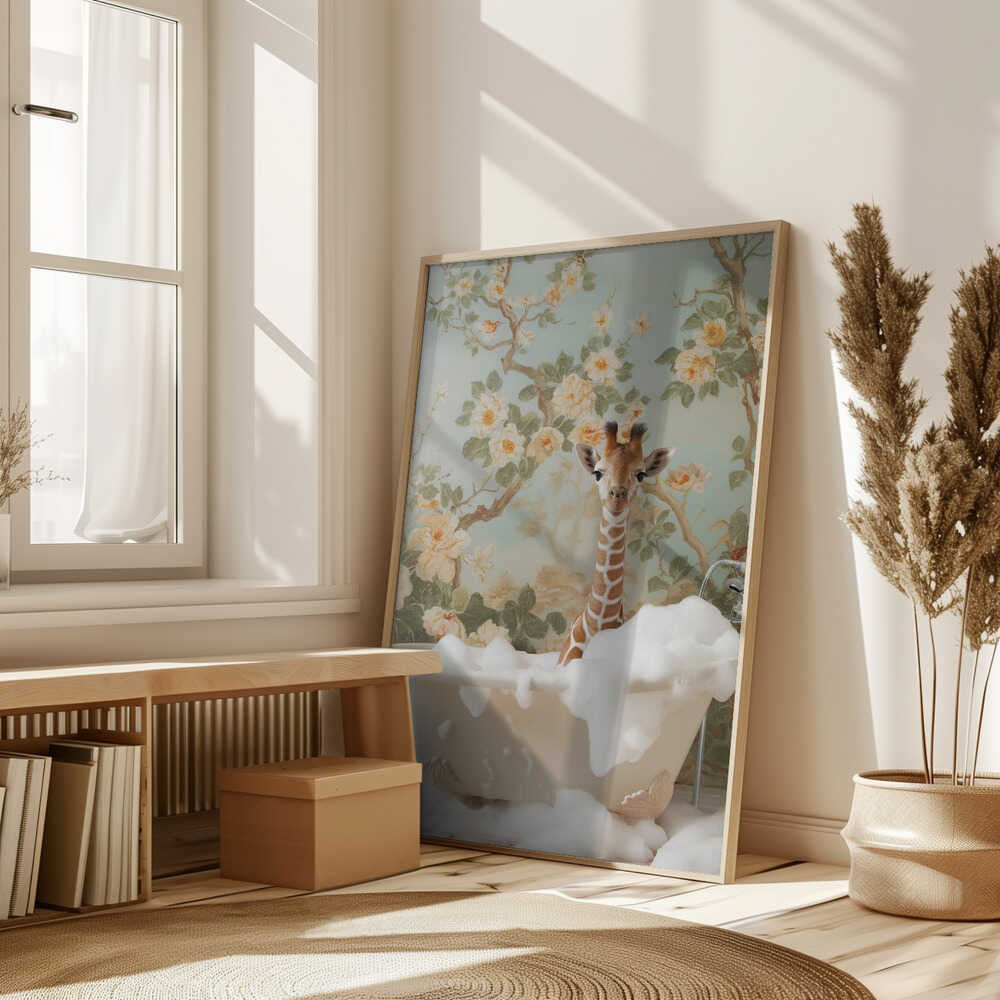 Giraffe Blossom Bath Poster