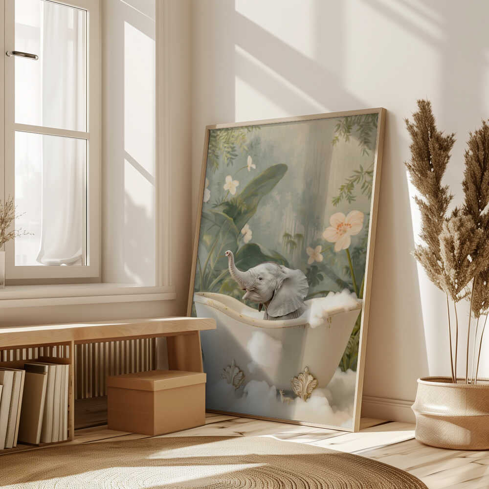 Elephant Bath Joy Poster