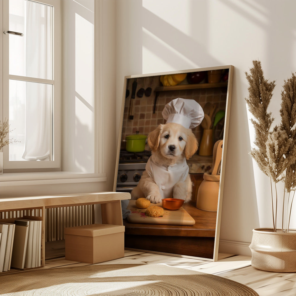 Golden Retriever Puppy Chef Poster