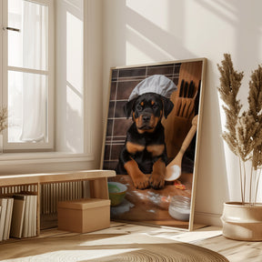 Rottweiler Puppy Chef Poster