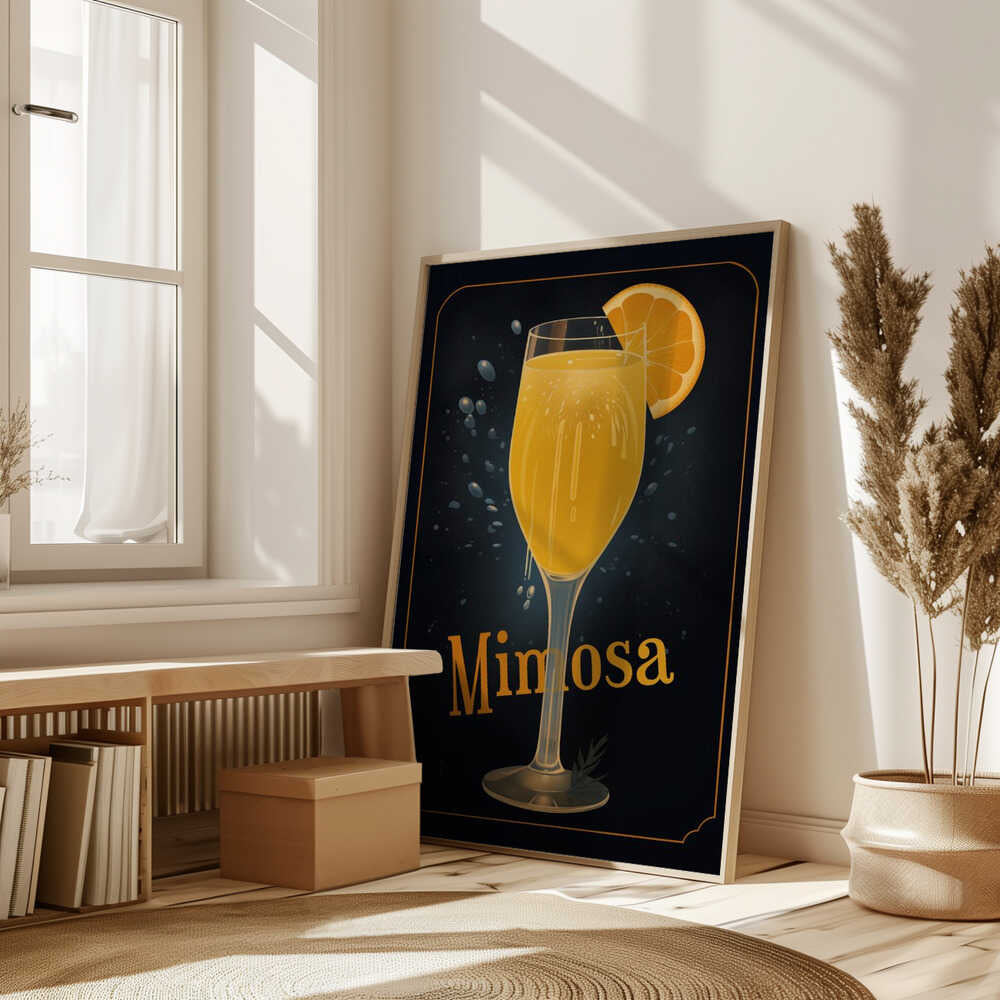 Vibrant Illustration Of A Mimosa Cocktail Poster