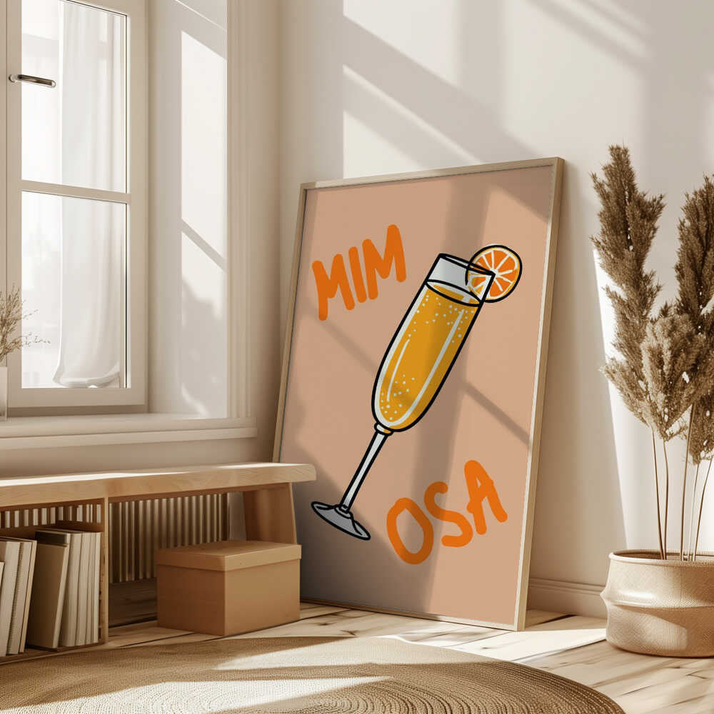 Illustration Of A Mimosa Cocktail Poster