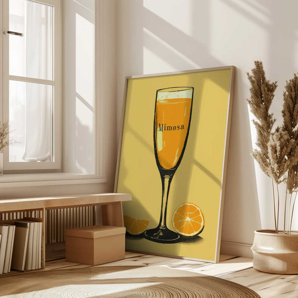 Illustration Of A Mimosa Cocktail Poster