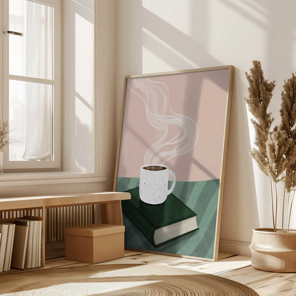 Coffee Cup on a Closed Book Poster