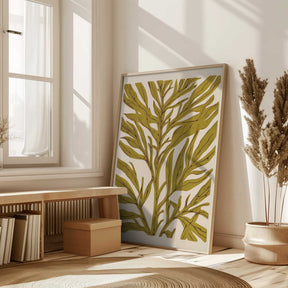 Golden Leaf Silhouette with Tree Branch Poster