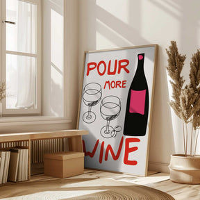 A4 Pour More Wine Pink 01.png Poster