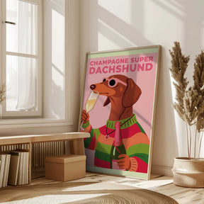 A3 Champagne Super Dachshund 01.png Poster