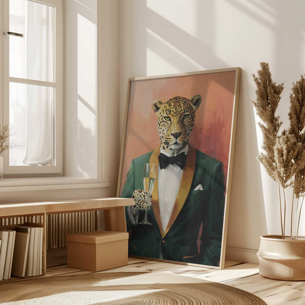 Leopard In Green Tuxedo Poster
