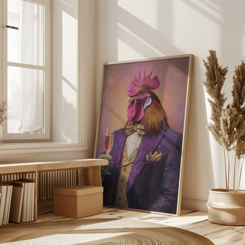 Rooster In a Purple Tuxedo Poster
