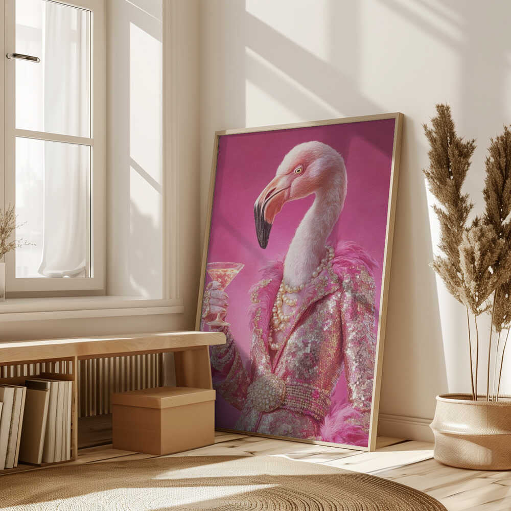 Flamingo In a Disco Jumpsuit Poster