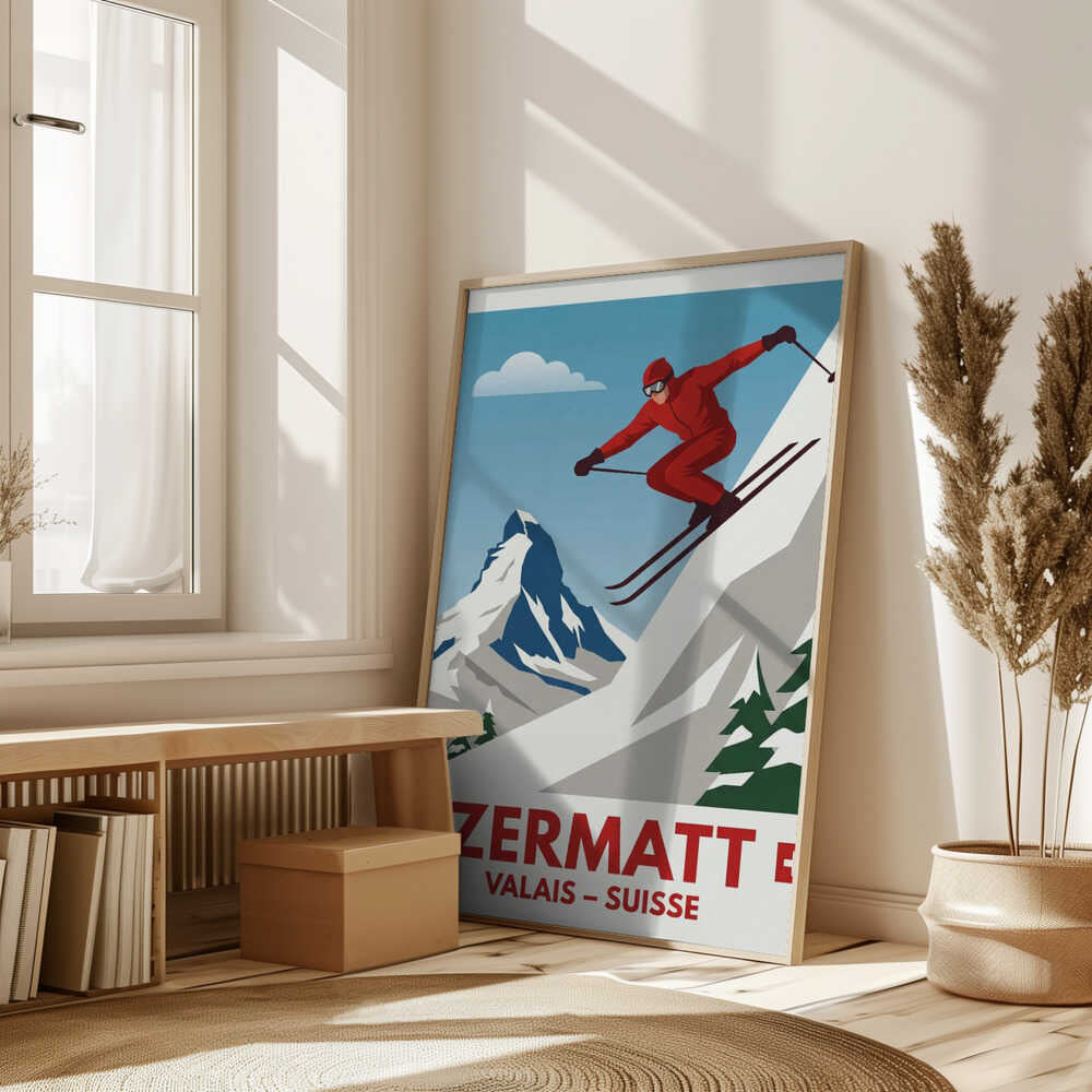 Zermatt Skiing Poster