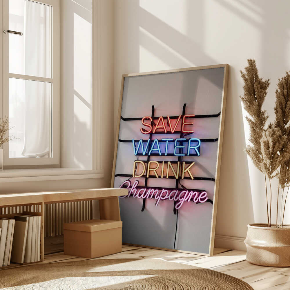 Save Water Neon Sign Poster