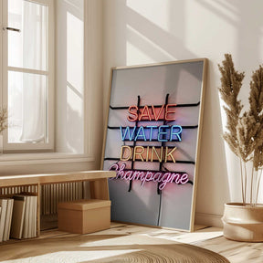 Save Water Neon Sign Poster