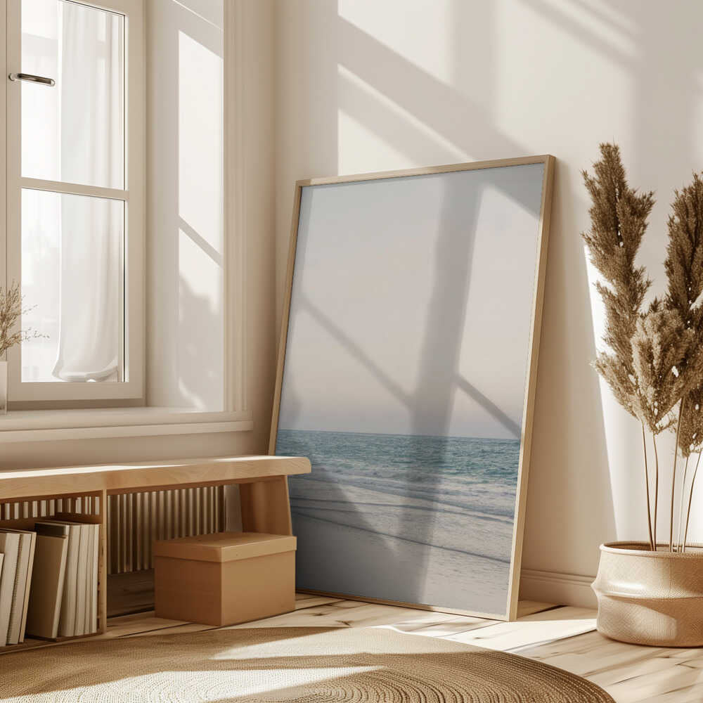 Warm Serene Beach Landscape Clear Sky Poster