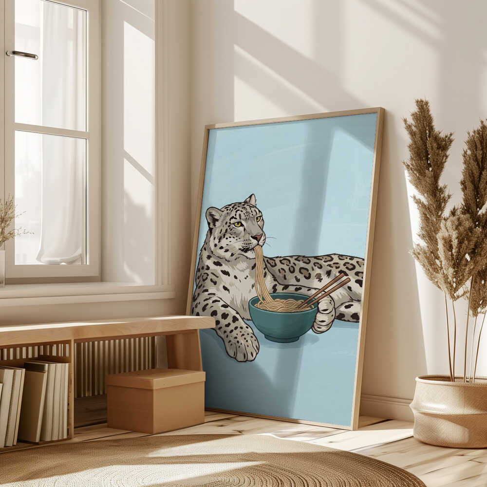 Noodle Snow Leopard Poster