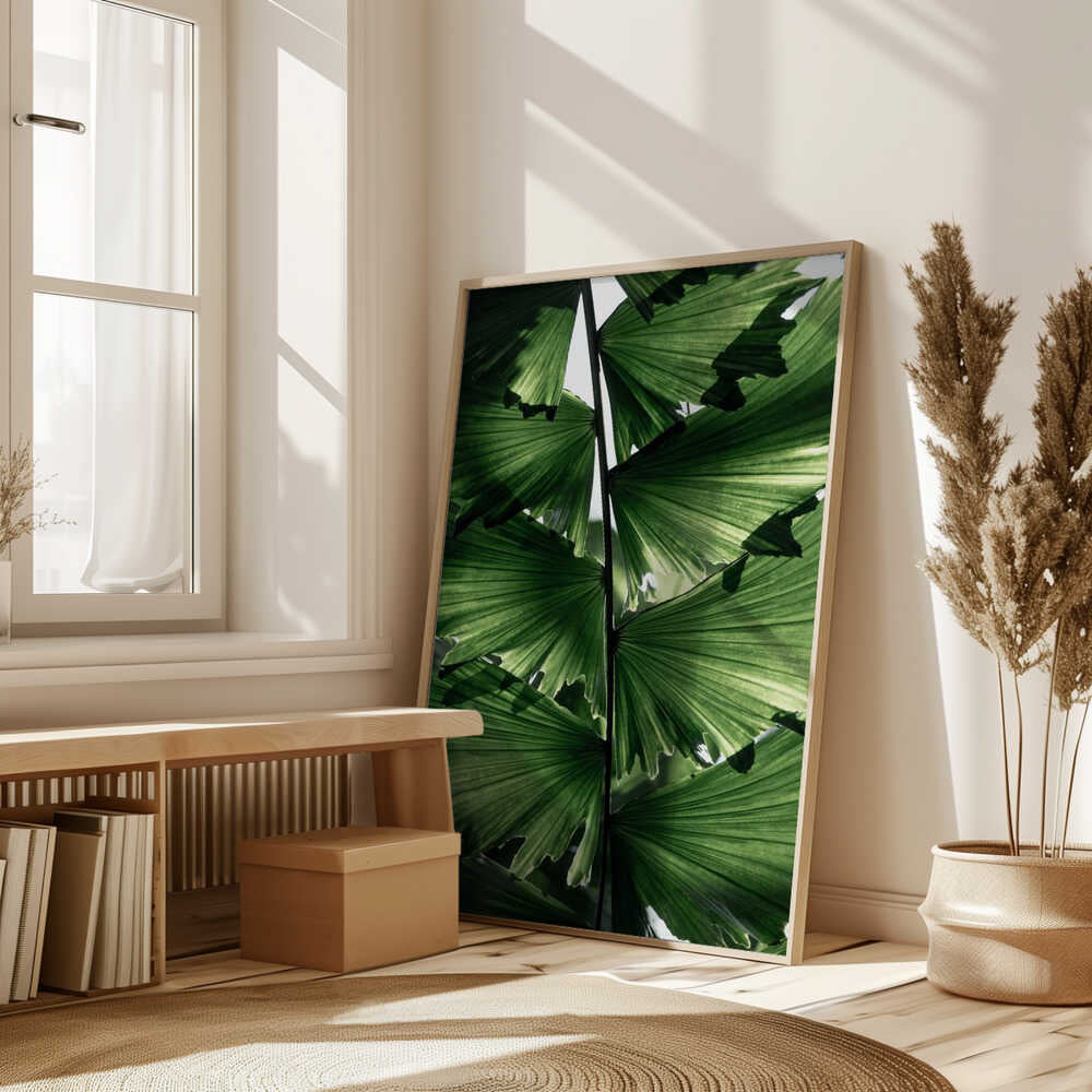 Tropical Green Palm Glow Poster