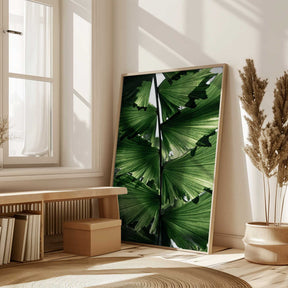 Tropical Green Palm Glow Poster