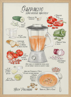 Gazpacho illustrated recipe in Spanish Poster