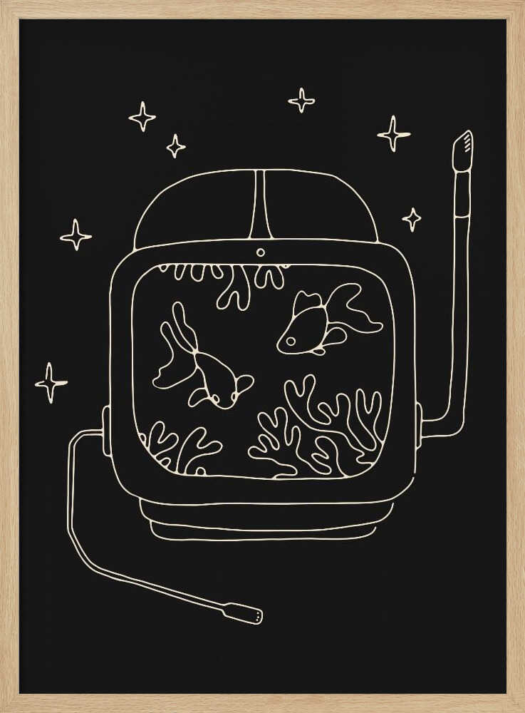 Astronaut and Fishes Poster
