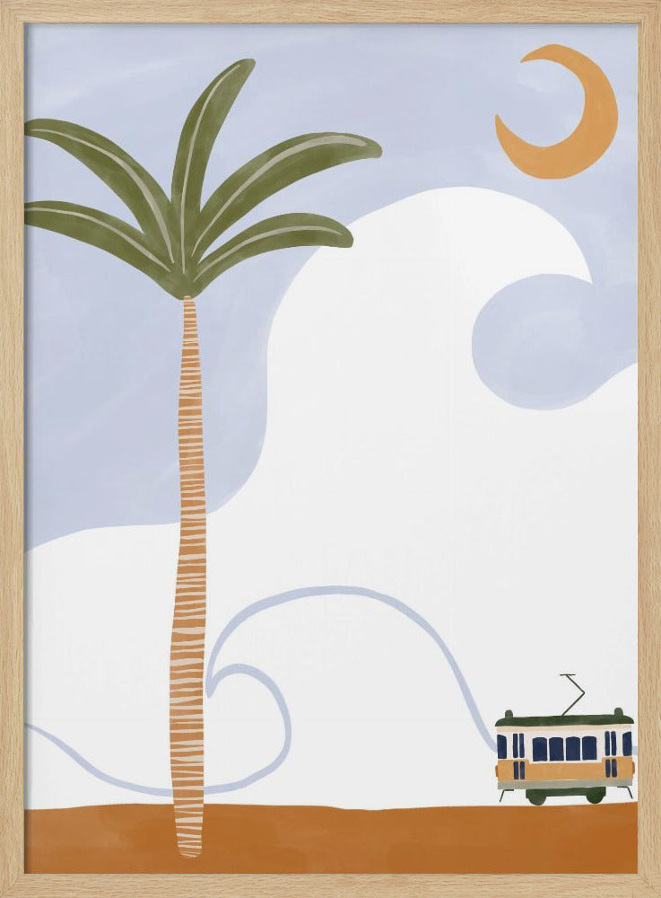 Little Tram On Beach Poster