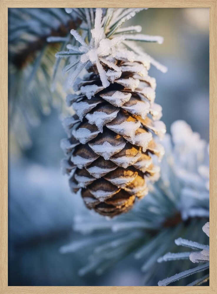 Frosty Pinecone Burst Poster