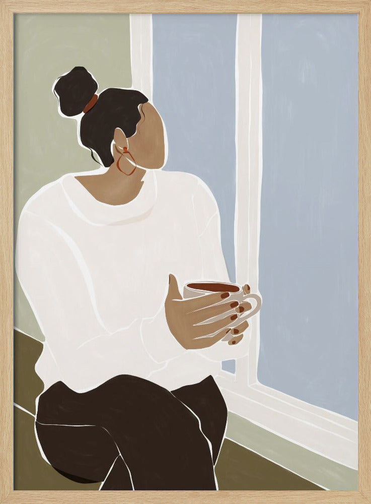 Woman Enjoying a Cup of Tea Art Print Poster