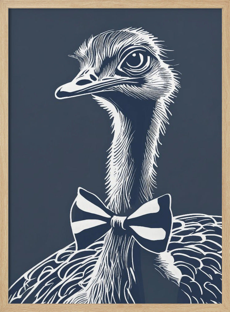 Ostrich with bow tie Poster