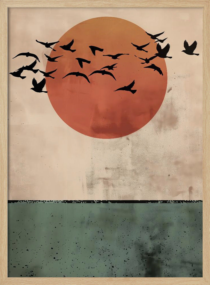 Birds Flying In the Sunset Poster