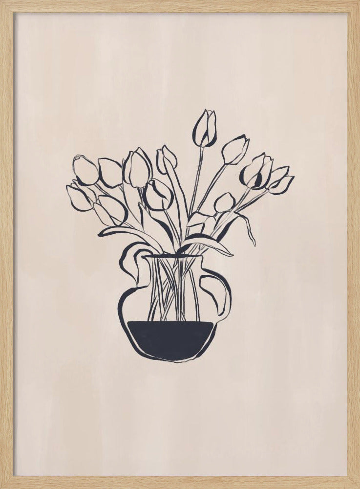 Tulips Flower Vase Line Art Print By Ivy Green Illustrations 4 5 Ratio Poster