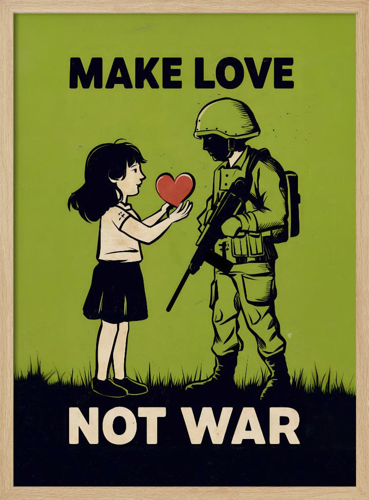 Poster Anti-War Mural Make Love Not War – Tableau