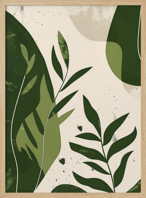 Green Abstract Leaves No 2 Poster