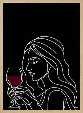 Woman and Wine On Black 4 Poster