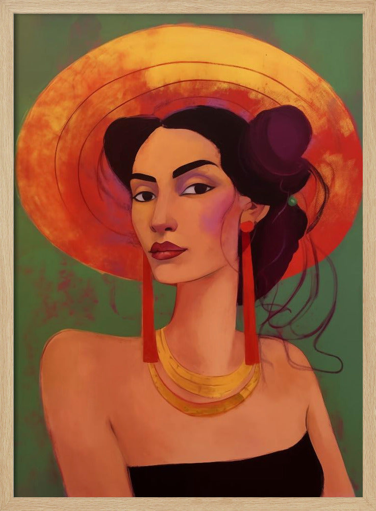 Mexican lady in sombrero Poster