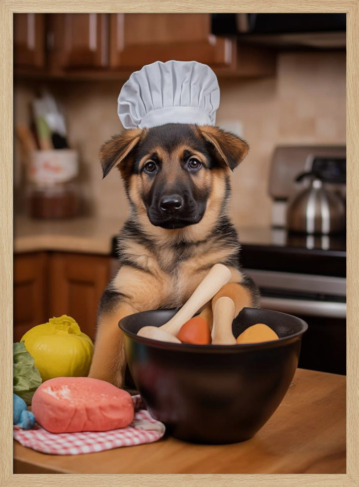 German Shepherd Puppy Chef Poster