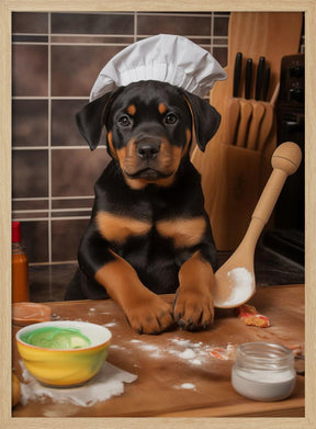 Rottweiler Puppy Chef Poster