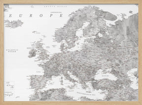 Gray watercolor Europe map Poster