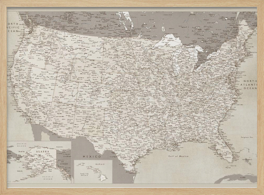 Highly detailed map of the United States, Gentry Poster