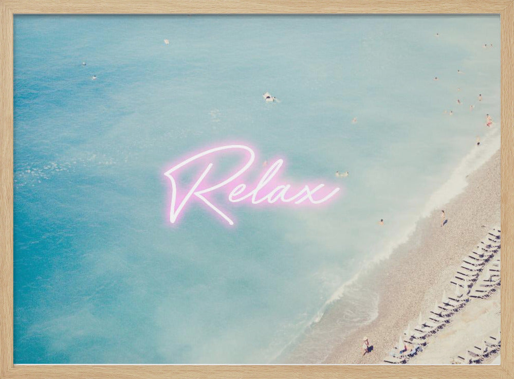 French Riviera Relax Neon Poster