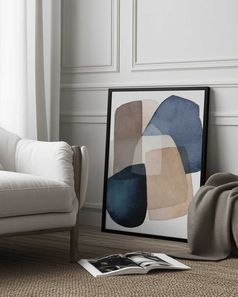 Blue Brown Blocks Poster