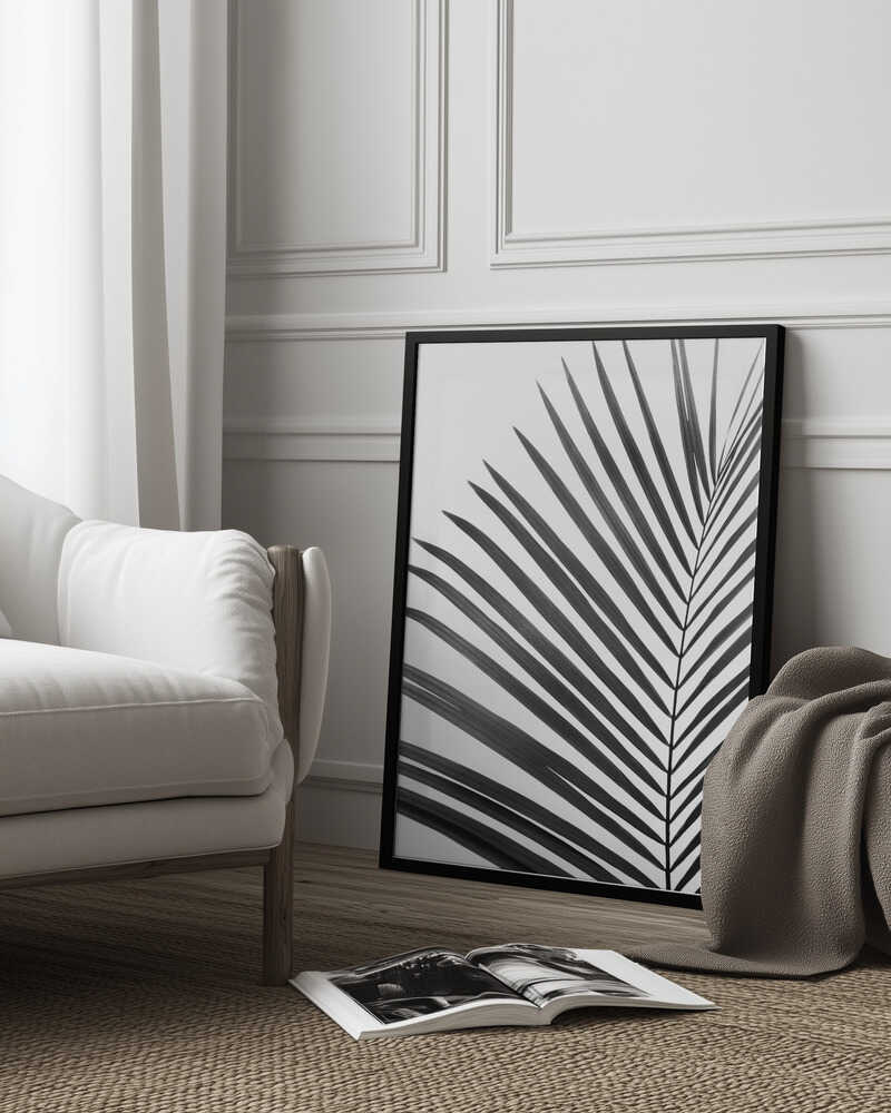 BW Palm Leaf Poster